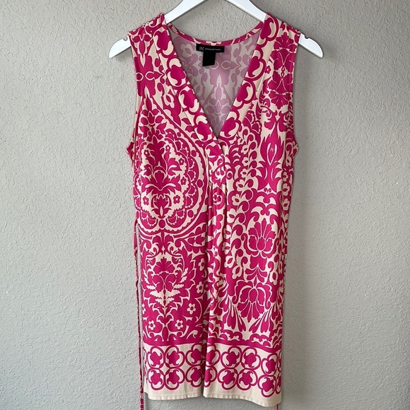 INC International Concepts Pink and Tan Floral Pint Sleeveless Mini Dress Size M - Picture 1 of 10